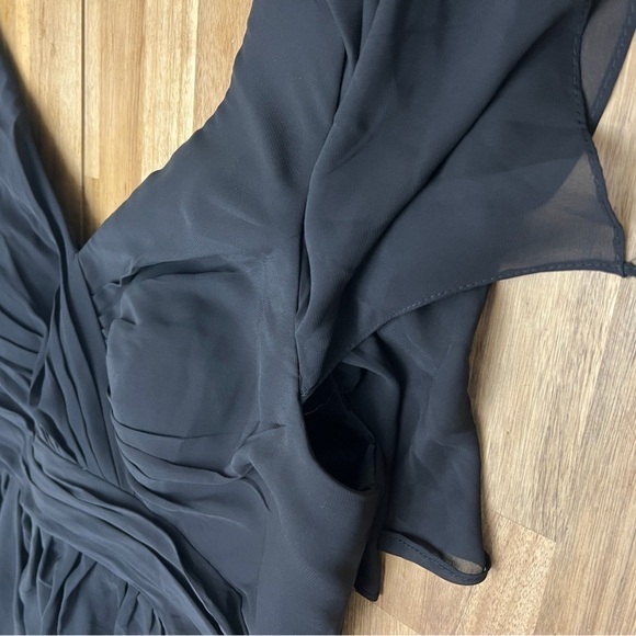 Loyeloy V Neck Chiffon Short Sleeve High Slit Pleated Front Formal Bridesmaid 22 - Picture 4 of 11